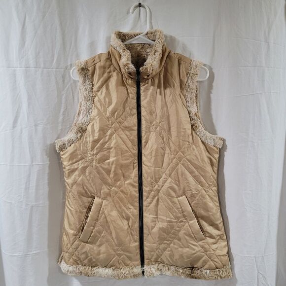 Casual Identity size medium tan brown reversible faux fur vest - Picture 6 of 8